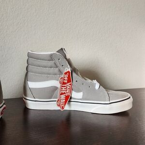 NWOB Vans Gray and White High-Top Sneakers Size Women's 8, Men's 6.5